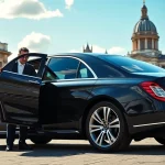 Experience chauffeur service london with a luxury vehicle and professional chauffeur by a London landmark.