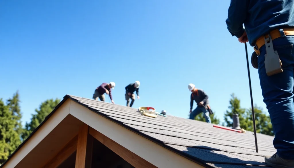 Transforming Roofing Vancouver Wa with expert installers at work in a vibrant outdoor setting.