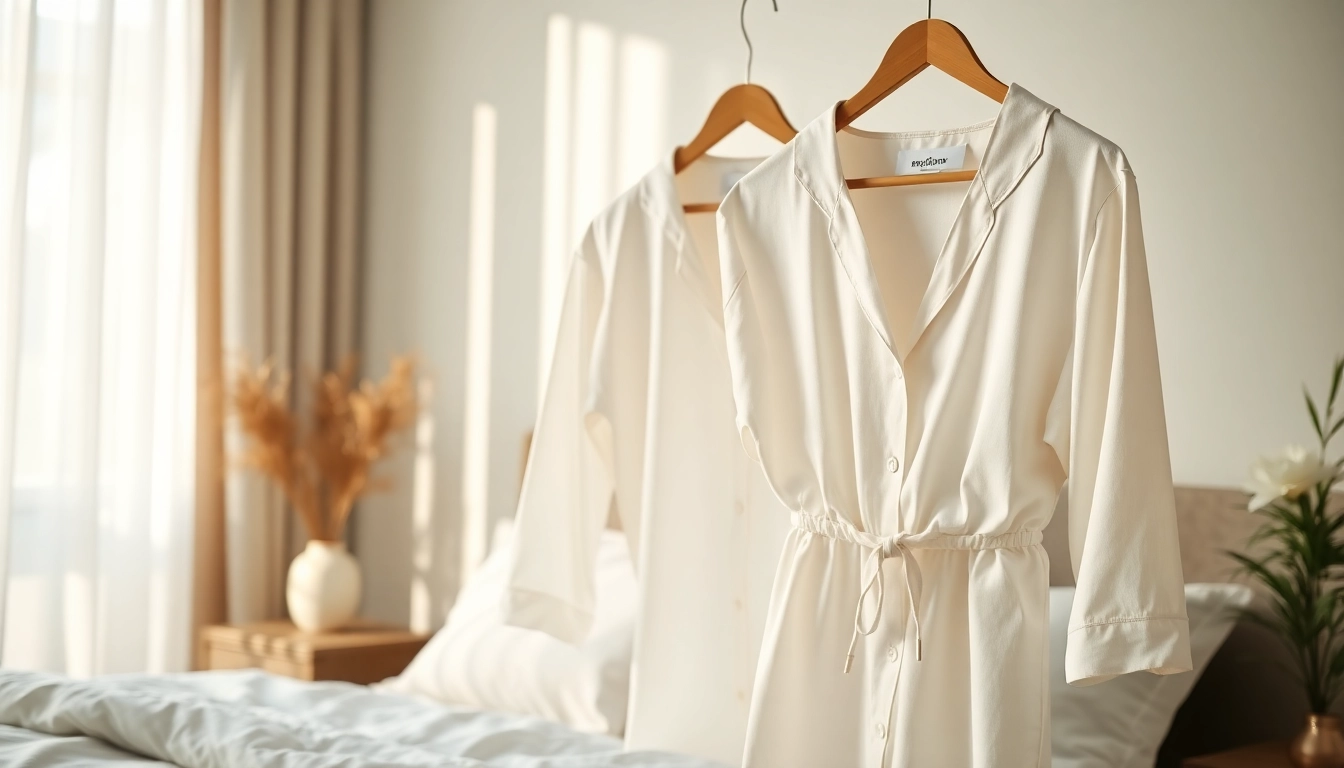 Showcasing Bamboo pajamas in a tranquil bedroom, highlighting their soft, breathable fabric and cozy atmosphere.