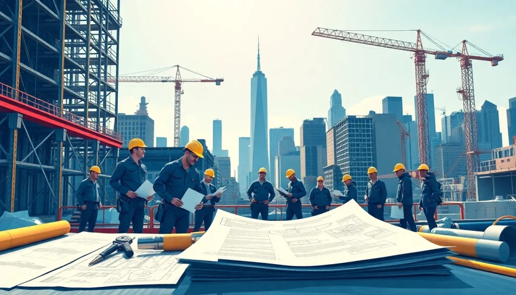 New York City Commercial General Contractor team collaborating on a construction site in Manhattan.