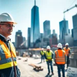 New York Commercial General Contractor supervising construction in a vibrant urban landscape
