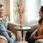 Engaging counselling session showcasing a therapist and client in a calming setting.