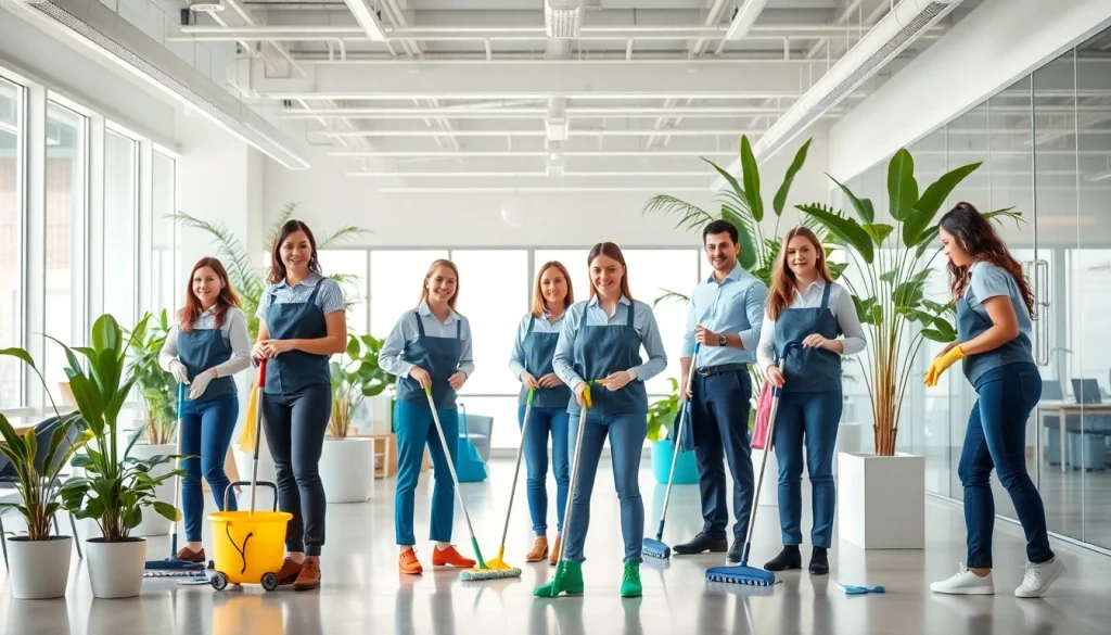 Professionelles Gebäudeservice Gießen Team bei der Arbeit im modernen Büro
