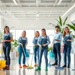 Professionelles Gebäudeservice Gießen Team bei der Arbeit im modernen Büro