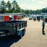 Discover diverse trailers for sale in Massachusetts, showcased in a vibrant trailer lot under sunny skies.