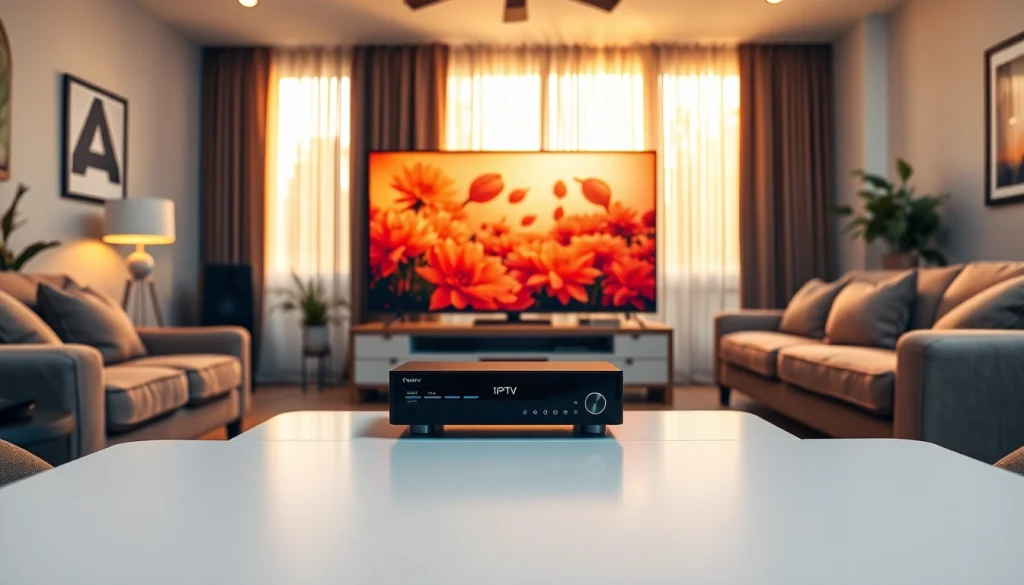 Enjoy high-quality IPTV subscription in a cozy home entertainment setup with vibrant content.