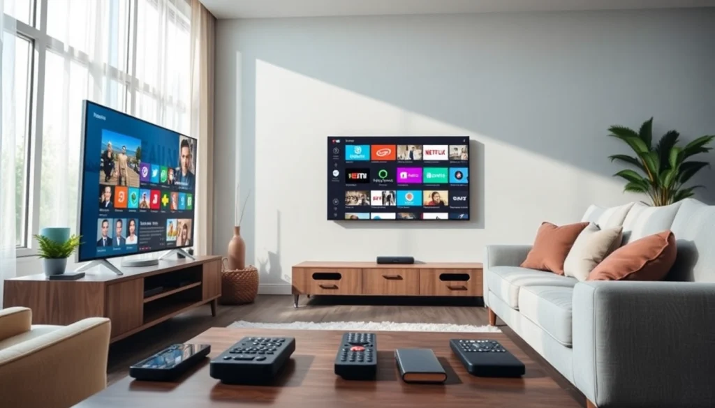 Compra Listas IPTV en una sala de estar moderna con servicios de streaming vibrantes.