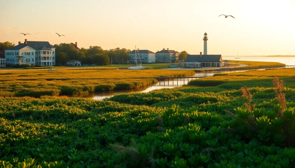 Scenic view of Georgetown SC highlighting the Intracoastal Waterway with historic architecture.