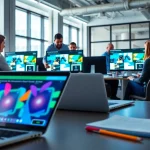 Creating innovative web design Kansas City solutions in a vibrant studio setting.