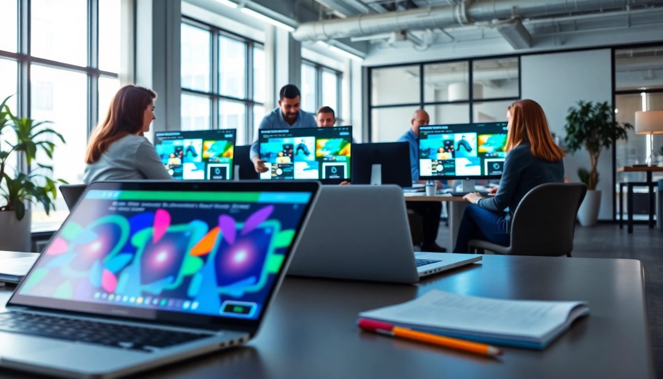 Creating innovative web design Kansas City solutions in a vibrant studio setting.