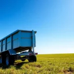 A used dump trailer for sale near me showcased in an outdoor setting, illustrating its durability and design.