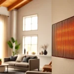 Effiziente infrarotheizung wand in modernes Wohnzimmer montiert.