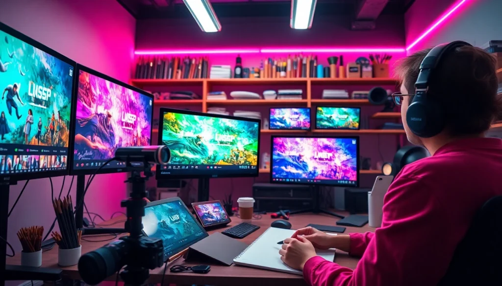 Generate captivating scenarios using KlingAI Prompts in a vibrant, creative studio.
